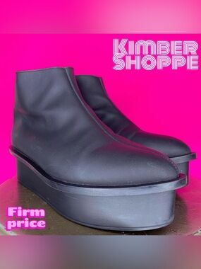 Cheap Monday Black Faux Leather Pointed Toe Platform Ankle Boot US 8 EU 39